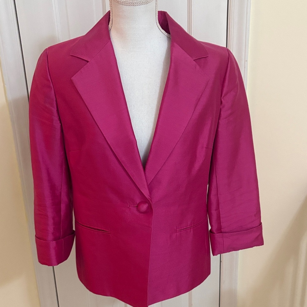 Talbots Fuchsia Silk Blend Single-Button Blazer